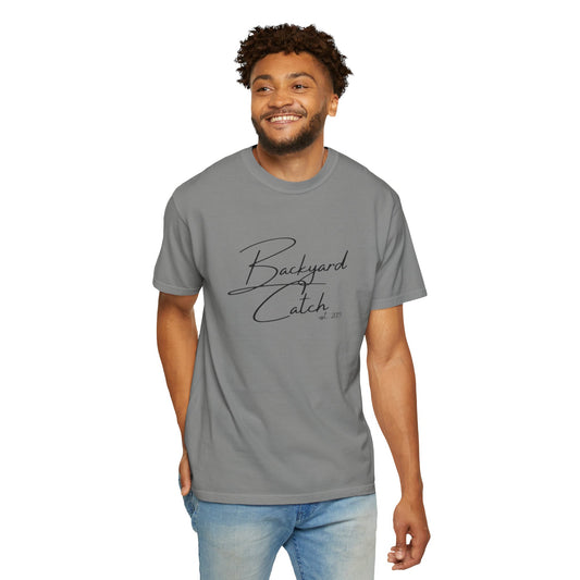 Backyard Catch Script Tee - Comfort Colors